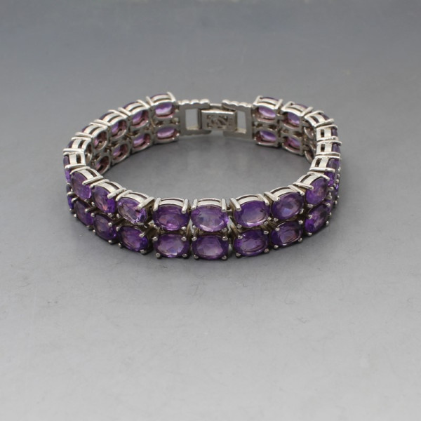 Amethyst and silver tennis bracelet